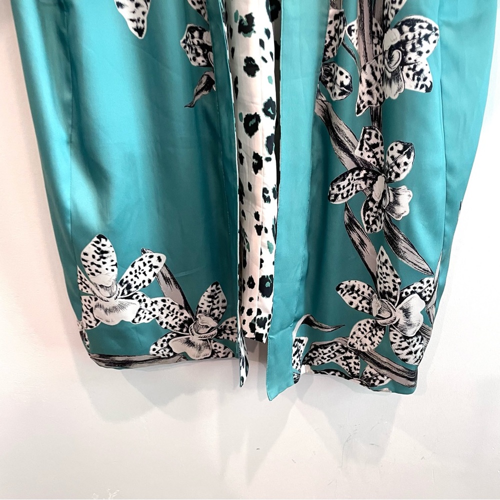 Chicos Reversible Floral Leopard Duster Open Front Cardigan Jacket - Picture 6 of 13
